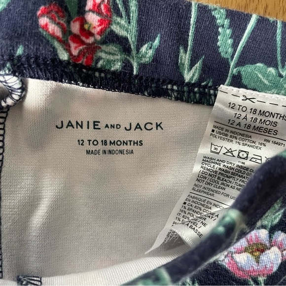 Janie and Jack Blue and Pink Floral Leggings - Picture 2 of 4